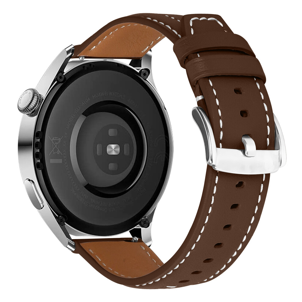 (Light ) 22Mm Leather Watch Band For Haylou Solar Ls05 Wristband Replacement With Stitching Brown 6914296894837