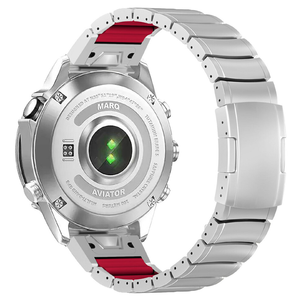 (Silver / Red) Titanium Alloy + Silicone Strap For Garmin Fenix 8 Pro Amoled 47Mm / Fenix 8 47Mm / Fenix E 47Mm 22Mm Folding Buckle Cha Red,Silver 6914290363124