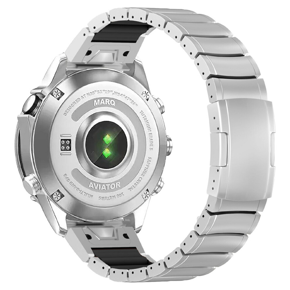(Silver / Black) Titanium Alloy + Silicone Strap For Garmin Fenix 8 Pro Amoled 47Mm / Fenix 8 47Mm / Fenix E 47Mm 22Mm Folding Buckle Cha Black,Silver 6914296770827