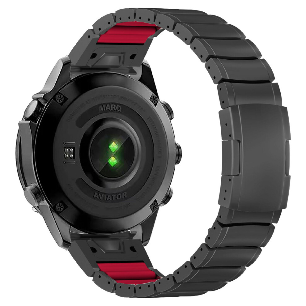 (Black / Red) Titanium Alloy + Silicone Strap For Garmin Fenix 8 Pro Amoled 47Mm / Fenix 8 47Mm / Fenix E 47Mm 22Mm Folding Buckle Cha Black,Red 6914293951175