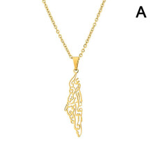 (The color of Gold) Geography Country Israel Palestine Map Pendant Necklace Stainless Steel Jewelry