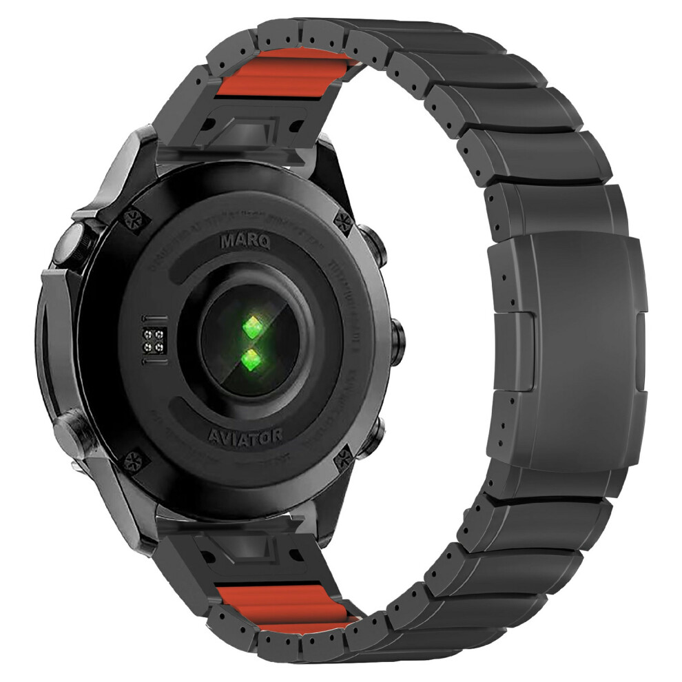 (Black / Orange) Titanium Alloy + Silicone Strap For Garmin Fenix 8 Pro Amoled 47Mm / Fenix 8 47Mm / Fenix E 47Mm 22Mm Folding Buckle Cha Orange,Black 6914298262184