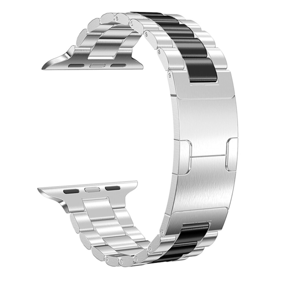 (Silver Black) Electroplated Stainless Steel Strap For Apple Watch Series 11 10 42Mm / 9 8 7 41Mm / Se3 Se2 Se Black,Silver 6914298452486