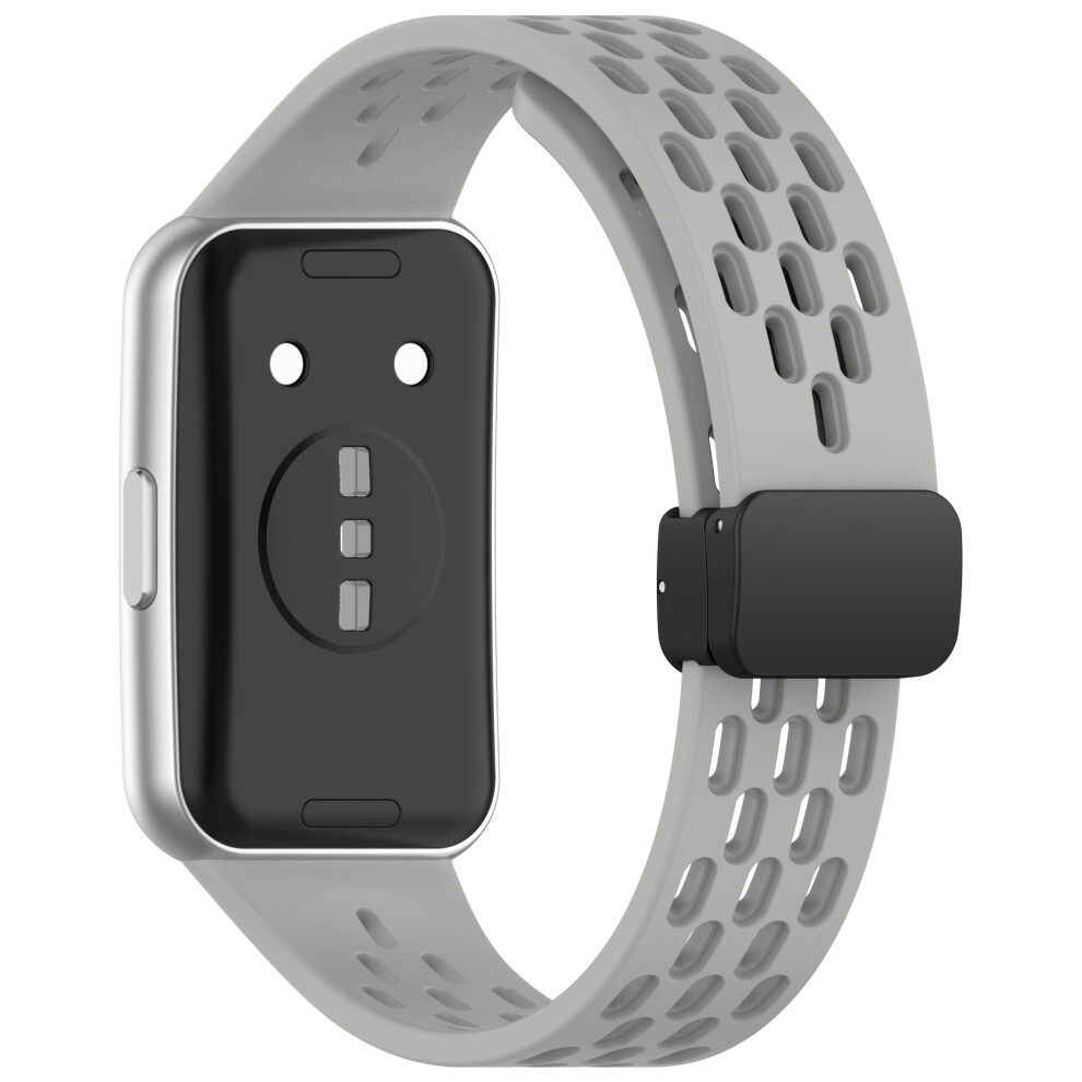 (Grey) Hollow Holes Silicone Strap For Huawei Band 11 / 11 Pro / 11 Nfc / 11 Pro Nfc Breathable Watch Band Grey 6914290673988