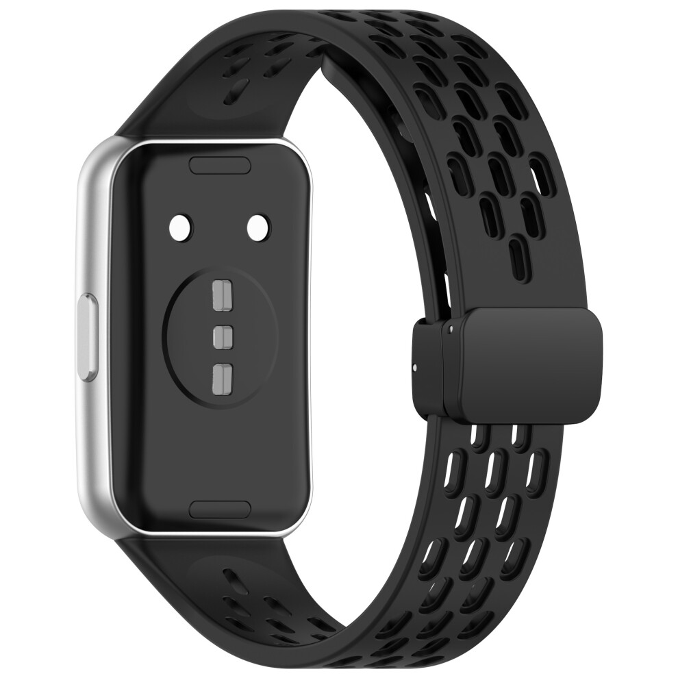 (Black) Hollow Holes Silicone Strap For Huawei Band 11 / 11 Pro / 11 Nfc / 11 Pro Nfc Breathable Watch Band Black 6914297181424