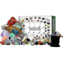 2024 Advent Calendar - 24 Grid Rocks, Minerals & Fossils Healing Crystals Gem Kit 24 Days Christmas Countdown Calendars Gifts for Kids Girls Boys Trea