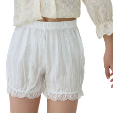 Cotton Safety Shorts Thin Lace Design Summer Loose-White 150cm