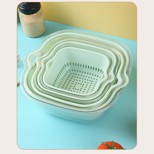 Double Layered Draining Basket - Plastic Veg Fruit 2