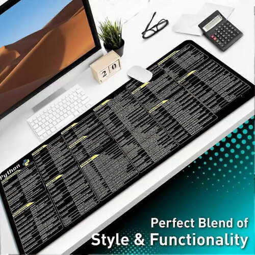 (Python 300x600x2mm) Python Programing Mouse Pad Large Shortcuts Cheat Sheet Keyboard Mousepad Desk 1