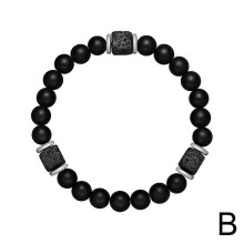 (Cuckold) Black Frosted Volcanic Stone Spliced Bracelet Beaded