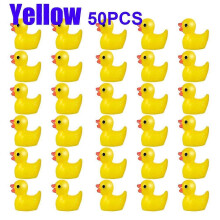 (color02) 50PCS Resin Mini Duck Miniature Figurines Ornaments Decor Yellow Animal Garden Crafts Tiny Duck Landscape Plants Fairy Decoration
