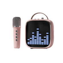 (Single Microphones, pink) Hot Mini Home Karaoke Machine Portable Bluetooth 5.2 PA Speaker System 1-2 Wireless Microphones Home Family Singing for Kid
