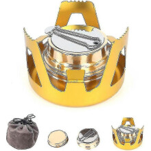 Mini Alcohol Burner, Portable Aluminum Alloy Brass Mini Copper Spirit Camping Stove Alcohol Stove for Outdoor Camping, Hiking, Backpacking - Pjun