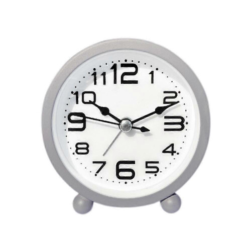 (Grey) Alarm Clocks Bedside Silent Non Ticking Table Clock With Large Display
