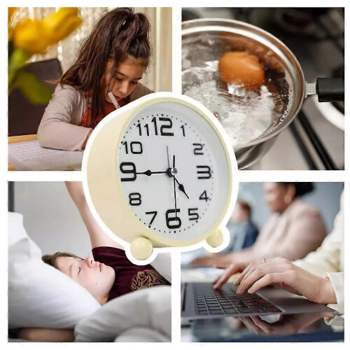 (Grey) Alarm Clocks Bedside Silent Non Ticking Table Clock With Large Display 2