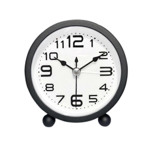 (Black) Alarm Clocks Bedside Silent Non Ticking Table Clock With Large Display