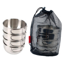 4Piece Camping Bowls Set 500ml Foldable Stainless Steel Cutlery Lightweight Easy Clean Outdoor Tableware for Hiking and Picnic