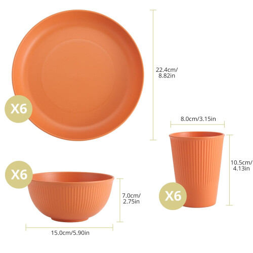 Camping Table Set with Adjustable Height, Storage Net and Lightweight Dinnerware for 6 2
