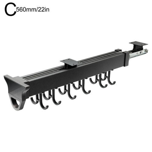 (560mm) Adjustable Clothes Rails Wardrobe Pull Out Retractable Cabinet Clothes Hanger
