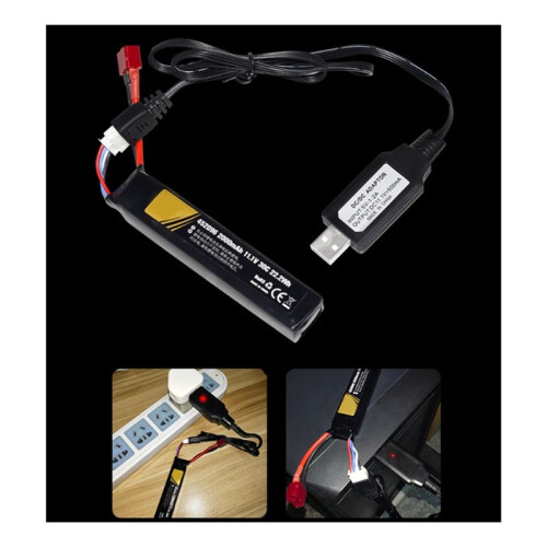 11.1V Lithium Battery Charger Current 500MA with Overcharge Protection Indicator USB Charging Cable 1