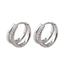 Premium Silver Ear Buckle Simple&fashionable Plain Earrings Double Hoop Earrings