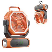 Portable Camping Fan 10000mAh Rechargeable with LED Lantern, USBC Fast Charging, 3 Speeds for Tent and Outdoor Use