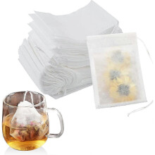 100 Pcs Disposable Empty Tea Bag Tea Filter with Drawstring for Loose Tea - RIpj
