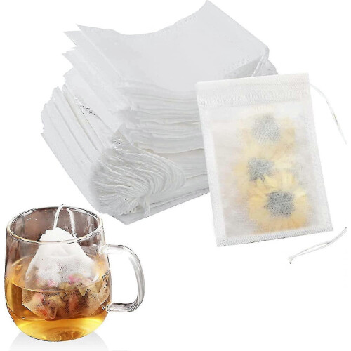 100 Pcs Disposable Empty Tea Bag Tea Filter with Drawstring for Loose Tea - RIpj