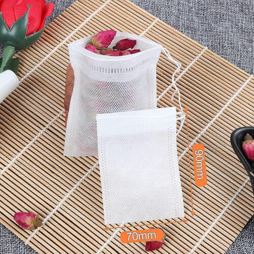 100 Pcs Disposable Empty Tea Bag Tea Filter with Drawstring for Loose Tea - RIpj 1