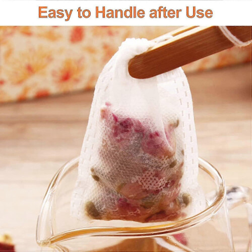 100 Pcs Disposable Empty Tea Bag Tea Filter with Drawstring for Loose Tea - RIpj 2