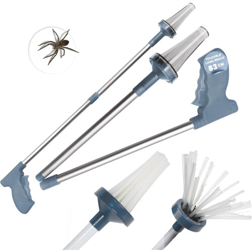 Foldable Spider Catcher 83cm Long Handle Insect & Bug Catcher Tool Humane Spiders Grabber for Home Use Effective Spider Trap Moth Bug Remover