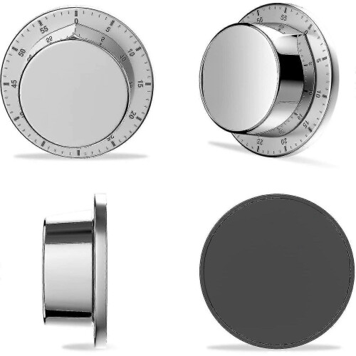 Mechanical Kitchen Timer, Adsorbable Magnetic Timer, Waterproof Stainless Steel Reusable Timer, 60 Minutes Countdown, Suitable for Cooking, Boiled E - 1