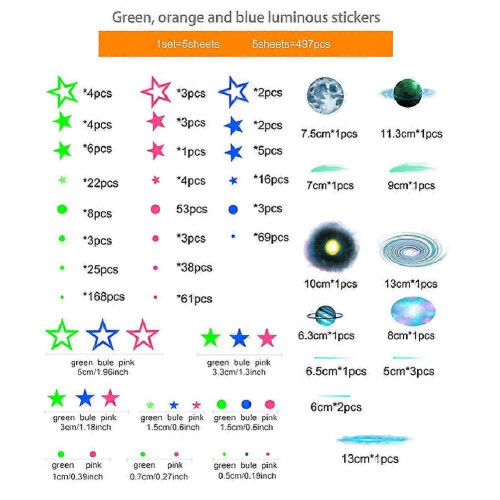 Luminous Decorative Wall Sticker Three Color Star Glow Decor