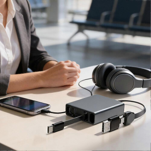Retractable 3-in-1 Data Cable stretch and shrink 60W fast charging cable Type-C 2