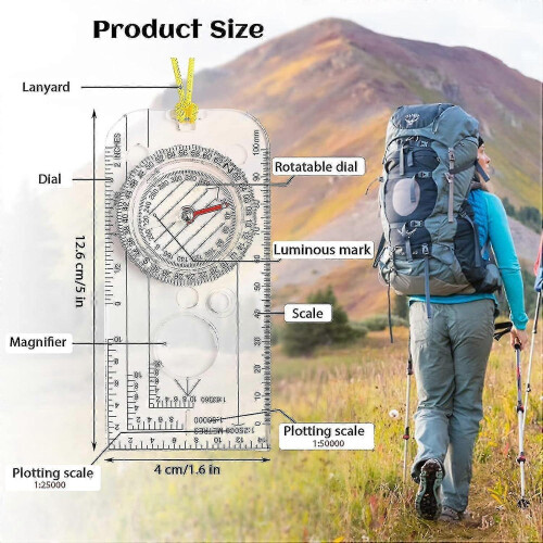 Navigation Compass, Orienteering Compass Portable Walking Compass Adjustable Declination Explorer Compass Waterproof Navigation Compass - RIpj 2