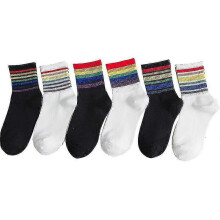 Women's 6 Pairs Rainbow Striped Socks - RIpj