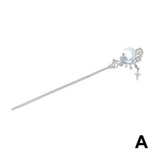 (01 vaen beauty) Vintage Moonstone Star Moon Hair Sticks For Women Chinese Style