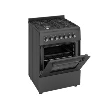 HYE Dual Fuel Cooker 60cm Single Oven, 4 Gas Burners Freestanding