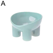 (Blue) Pet Bowls Cat Bowl Dog Elevated Feeder Food Water High-foot Tilted Stand Bowls