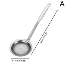 (L, Yellow) Fine Mesh Stainless Steel Colander Soy Milk Filter Oil Filter Spoon Foam Spoon