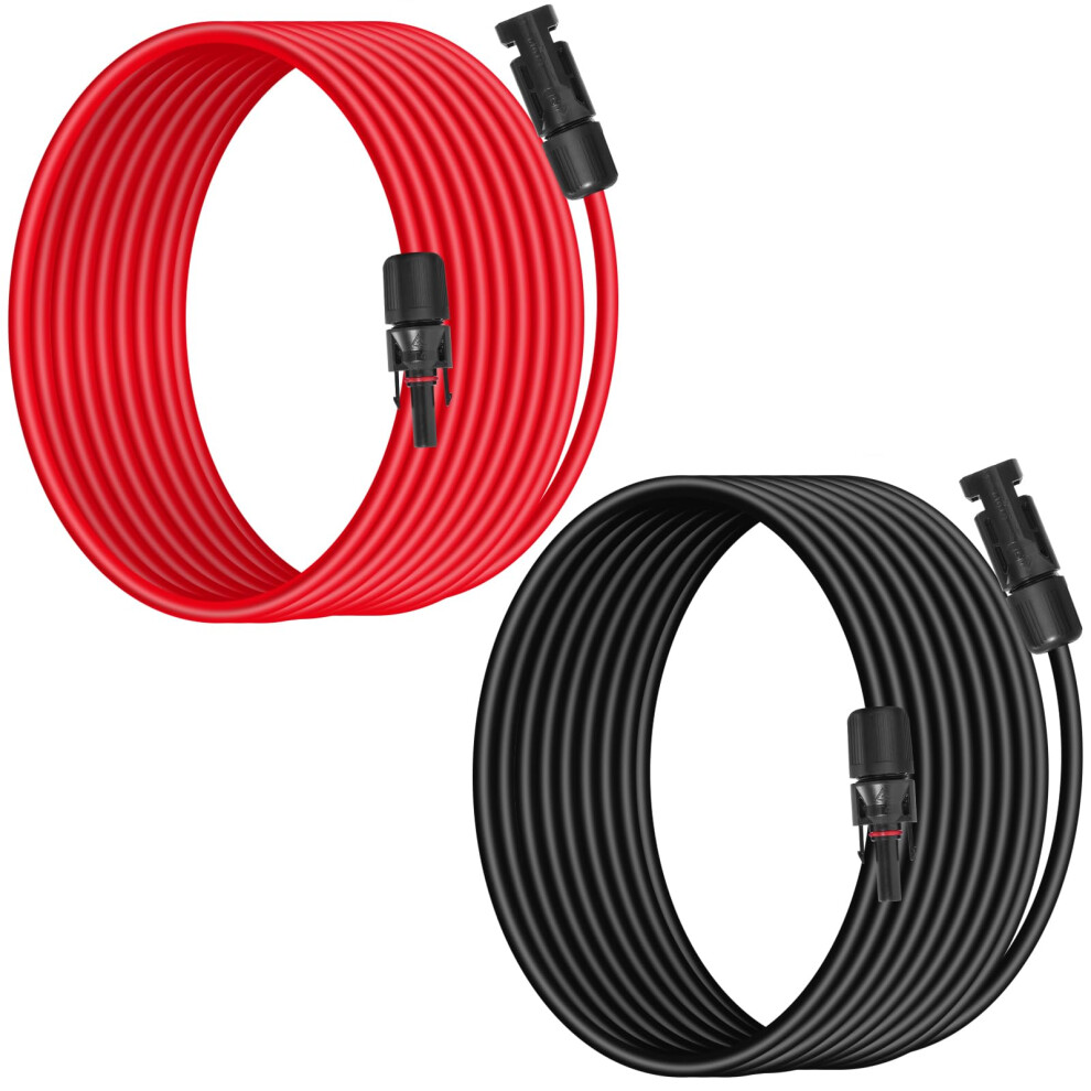 Solar Panel Extension Cable 10Awg 15Ft Black And Red, Weather Resistant, For Rvs And Boats 9771547650621