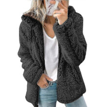 (M,Black)Women Teddy Bear Coat Soft Warm Cardigan Fleece Fur Hooded Fluffy Jacket Tops Winter