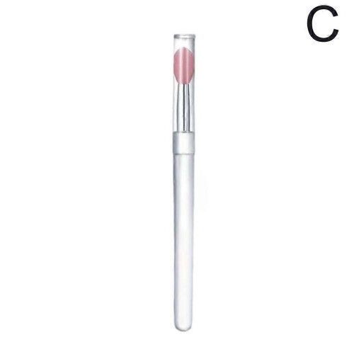 (Pink) Women Portable Silicone Mini Lip Balm Brushes Lip Makeup Tool Mask