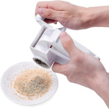 Multipurpose Rotary Cheese Grater Handheld Parmesan Hard Cheese Shredder Slicer Grinder with Stainless Steel Drums, White - Ri