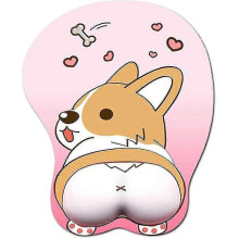 Mouse Pad with Wrist Support Gel Ergonomic 3d Mouse Pad Anime Corgi Dog Mousepad Gaming Mouse Mat for Pc Laptops (pink) - RiRi