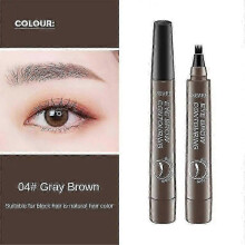 (04 Gray Brown) Suake 4-head Eyebrow Pencil Micro-carving Liquid Eyebrow Pen Celebrity Eye Cosmetics Lasting Waterproof Make-up For Women