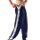 (L, Navy Blue) Men Mid-rise Buttons Pants Splicing Basketball Training Sweatpants 4