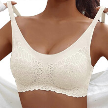 (2XL, White) Summer Sports Bras For Women, Back Close Seamless Wirefree Plus Size Underwire High Support Large Bust Bras High Impact Bras - PP