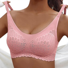 (XL, Pink) Summer Sports Bras For Women, Back Close Seamless Wirefree Plus Size Underwire High Support Large Bust Bras High Impact Bras - PP
