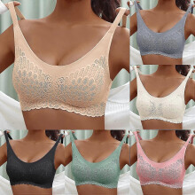(L, Khaki) Summer Sports Bras For Women, Back Close Seamless Wirefree Plus Size Underwire High Support Large Bust Bras High Impact Bras - PP